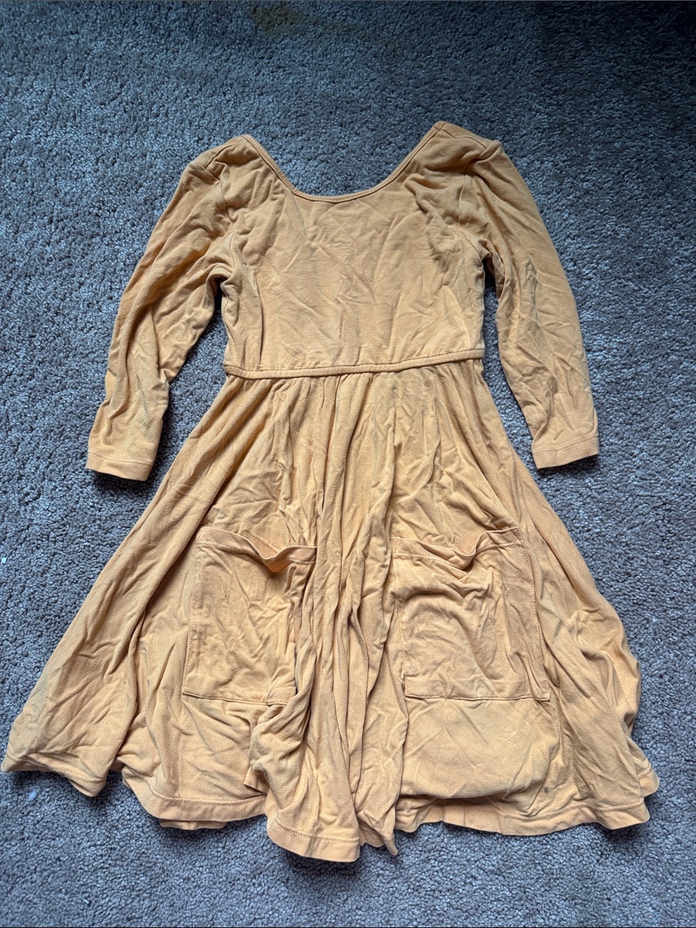 Well Dressed Wolf - Omi Jo - Girls' Mustard Long Sleeve Twirl Dress